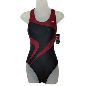 TYR WOMEN'S Maxfit Swimsuit T-Splice Style MALIT1A Size 34 Black/Burgundy